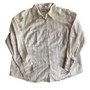 George Woman Blouse Sz 18/20 Plus Stretch 3/4 Sleeve Striped Button Front Shirt
